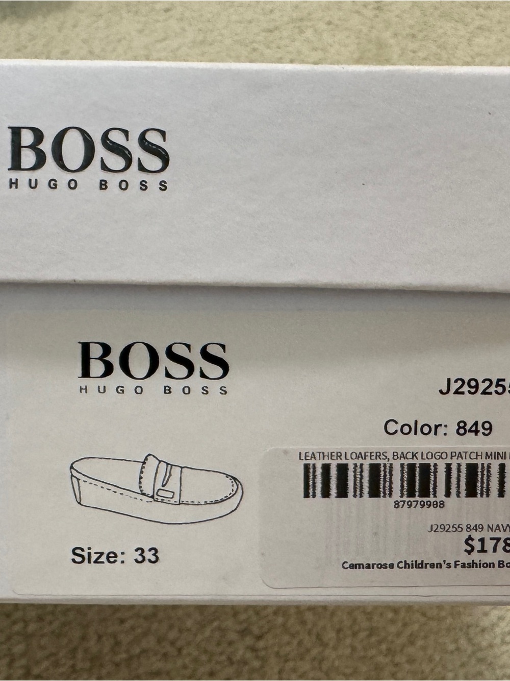 Hugo Boss Kids Navy Leather Moccasins